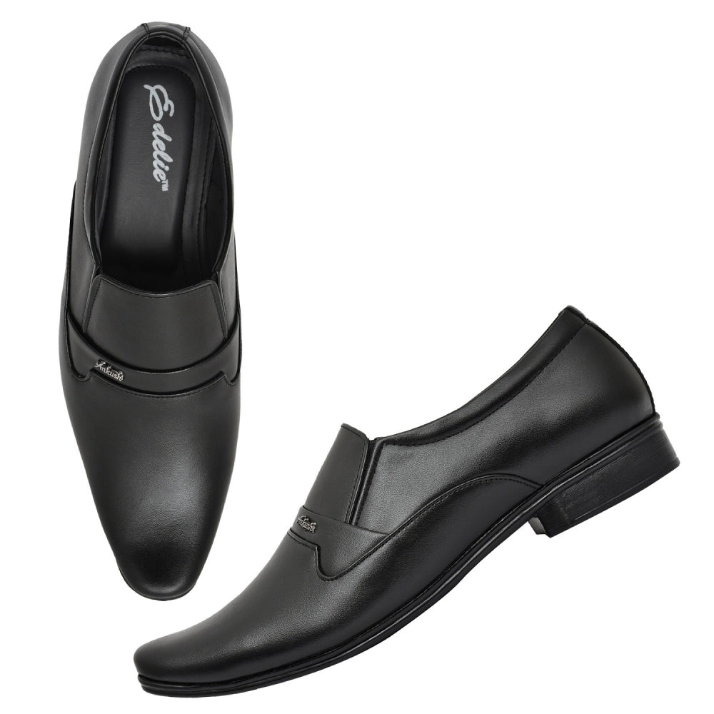 Generic Men's Solid Faux Leather Slip on Formal Shoes (Black)