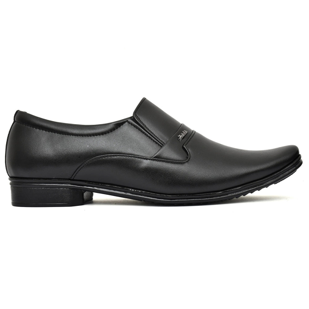 Generic Men's Solid Faux Leather Slip on Formal Shoes (Black)