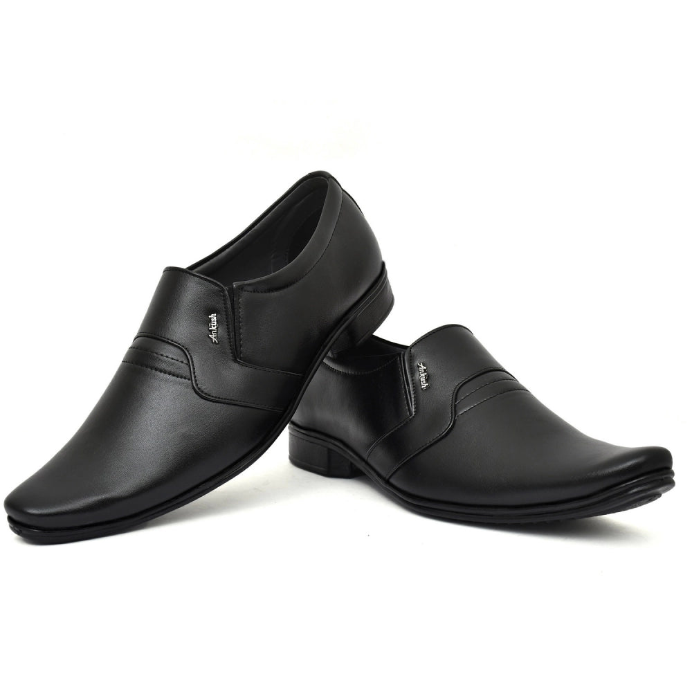 Generic Men's Solid Faux Leather Slip on Formal Shoes (Black)