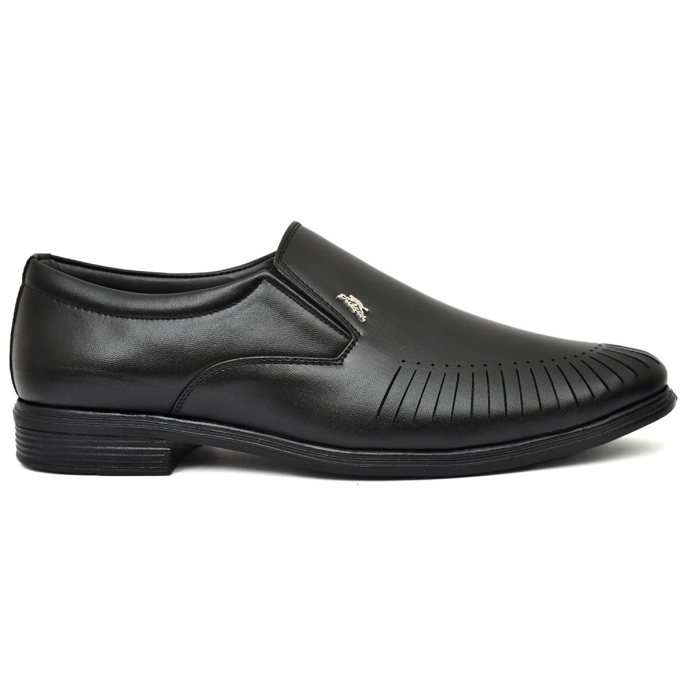 Generic Men's Solid Faux Leather Slip on Formal Shoes (Black)