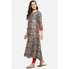 Generisches, lässiges Kurti aus Baumwolle mit 3/4-Ärmeln und Aufdruck für Damen (mehrfarbig)