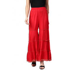 Generic Women's Casual  Solid Rayon Sharara (Red)