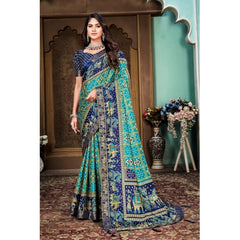 Generic Women's Soft Silk Printed Saree With Unstitched Blouse (Rama, 5-6 Mtrs)