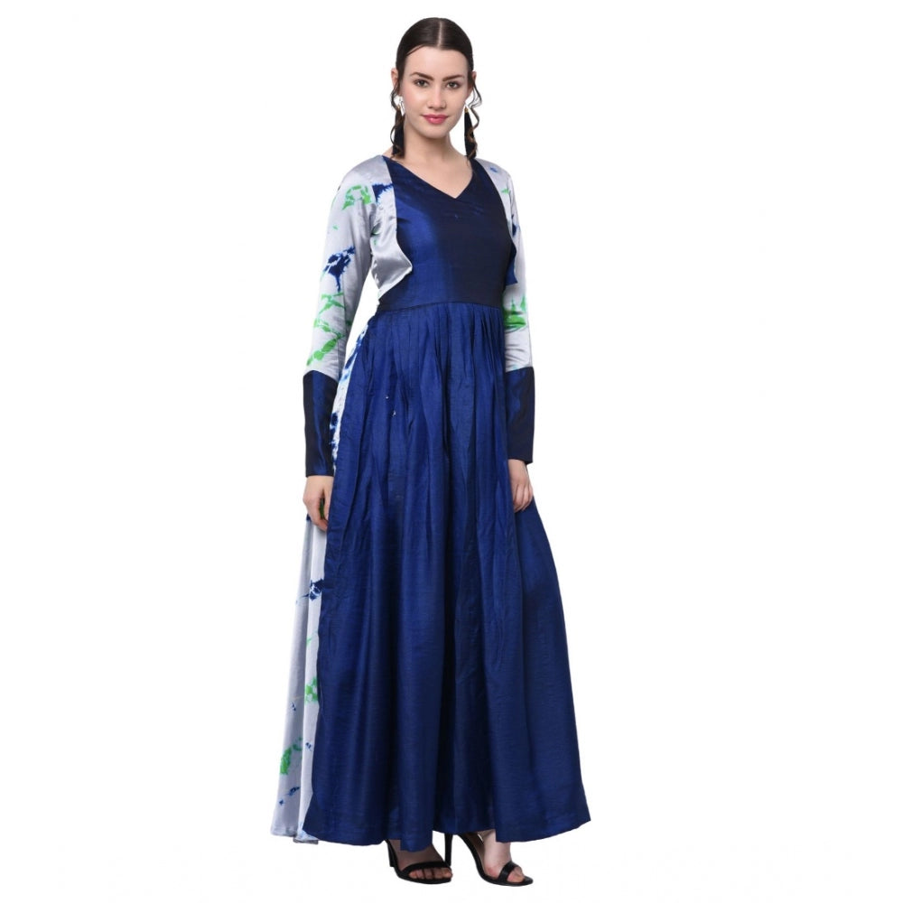 Generisches Damen-Kleid aus Baumwollmischung mit langen Ärmeln (blau)