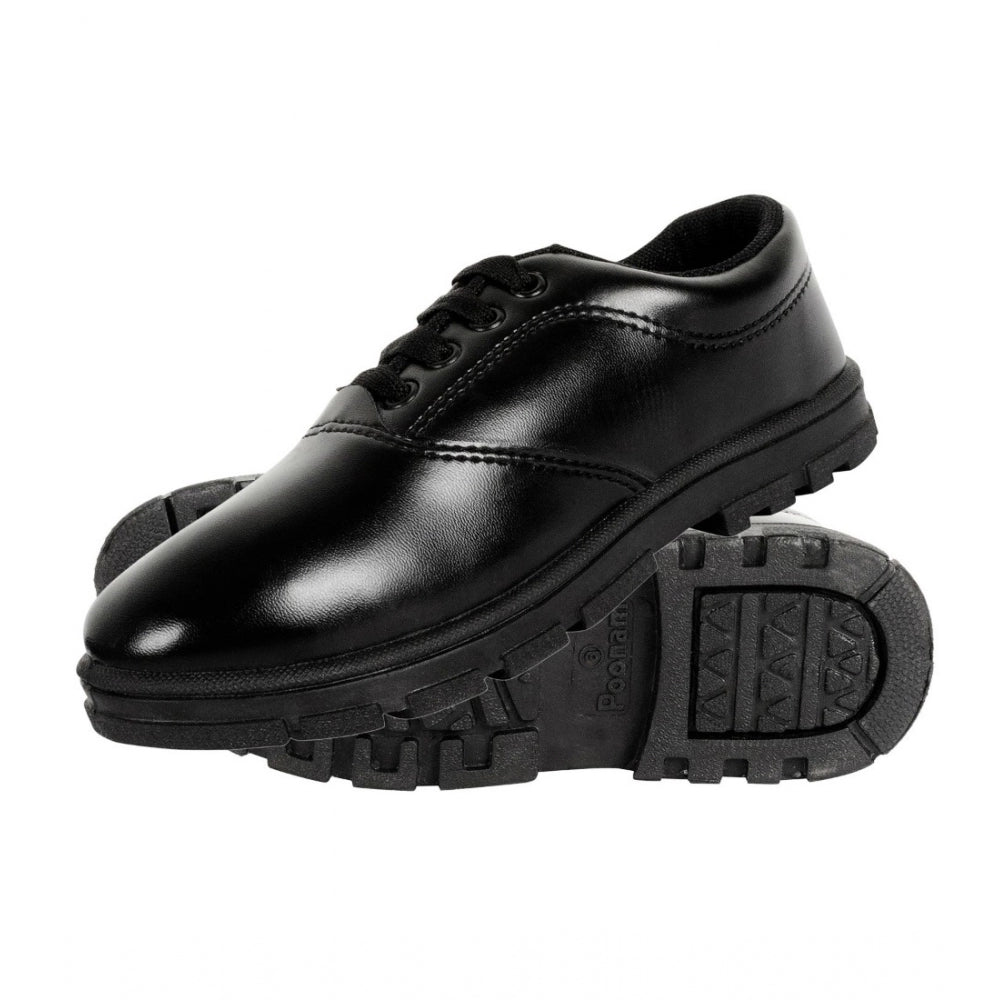Generic Boy's Rexine School Shoe Lace-Up (Black)