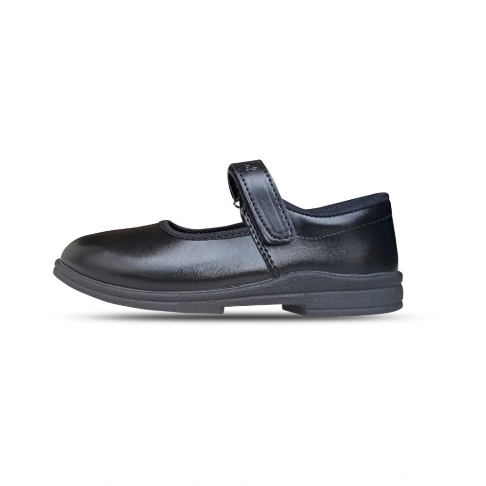 Generic Girls Rexine Ox-Ankle Velcro Closure School Shoe (Black)