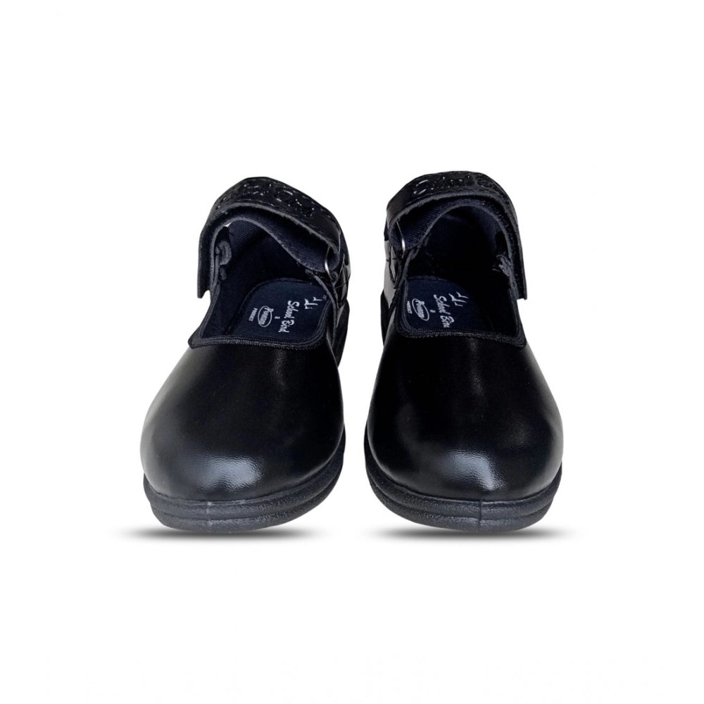 Generic Girls Rexine Ox-Ankle Velcro Closure School Shoe (Black)