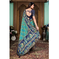 Generic Women's Soft Silk Printed Saree With Unstitched Blouse (Rama, 5-6 Mtrs)