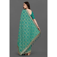 Generic Women's Soft Silk Printed Saree With Unstitched Blouse (Rama, 5-6 Mtrs)