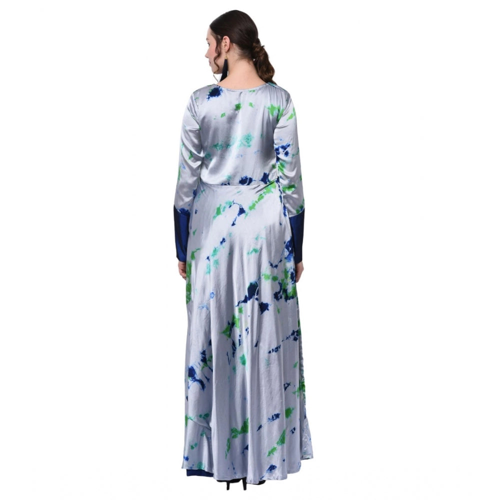 Generisches Damen-Kleid aus Baumwollmischung mit langen Ärmeln (blau)