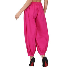 Generische Damen-Patiala-Haremshose aus Baumwollbatist mit elastischer Taille (Rosa)