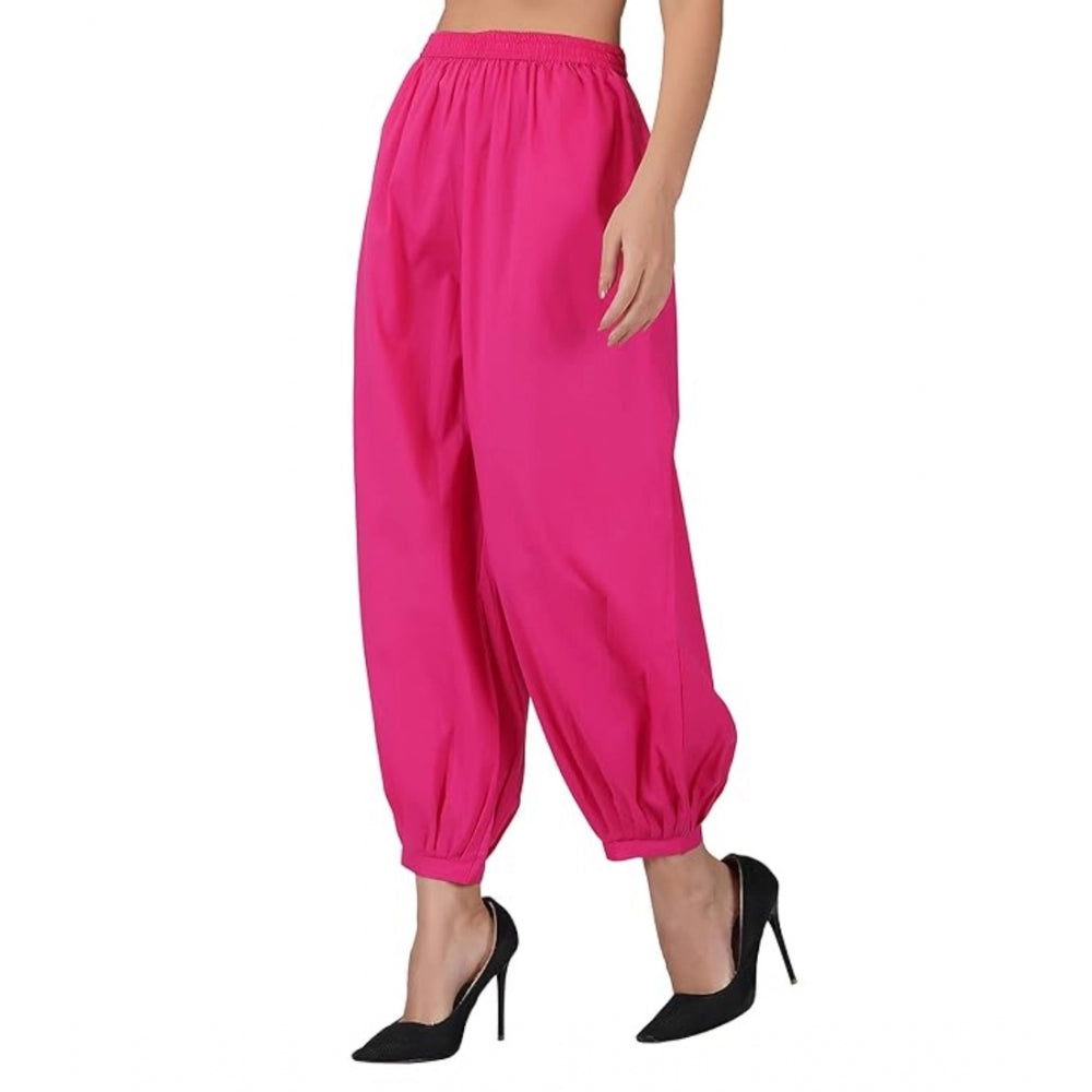 Generische Damen-Patiala-Haremshose aus Baumwollbatist mit elastischer Taille (Rosa)