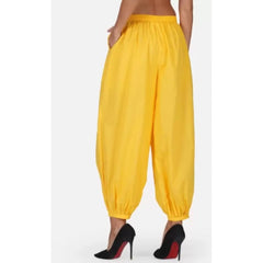 Generische Damen-Haremshose aus Baumwollbatist mit elastischer Taille und Patiala-Muster (gelb)