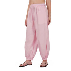 Generische Damen-Haremshose aus Baumwollbatist mit elastischer Taille und Patiala-Muster (Rosa)