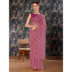 Generic Women's Linen Gola Printed Saree With Unstitched Blouse (Purple, 5-6 Mtrs)