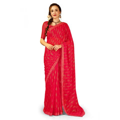 Generic Women's Zomto Laheriya Saree With Unstitched Blouse (Rani, 5-6 Mtrs)