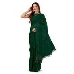 Generic Women's Chiffon Fabric Line Saree With Unstitched Blouse (Green, 5-6 Mtrs)