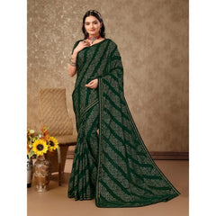 Generic Women's Zomto Bandhani Saree With Unstitched Blouse (Green, 5-6 Mtrs)