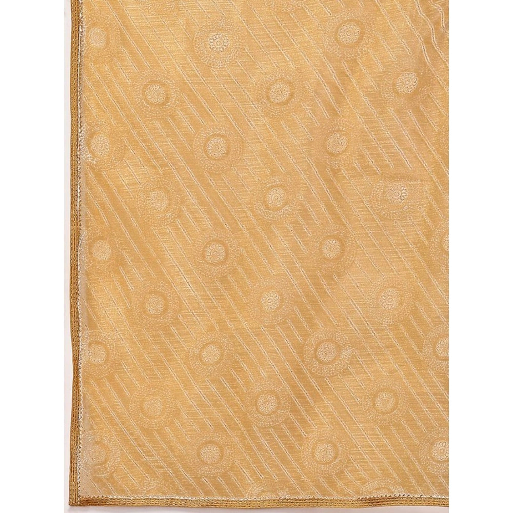 Generic Women's Linen Gola Printed Saree With Unstitched Blouse (Beige, 5-6 Mtrs)