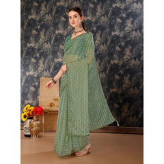 Generic Women's Linen Line Saree With Unstitched Blouse (Green, 5-6 Mtrs)