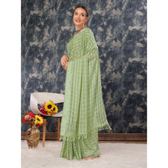 Generic Women's Chiffon Fabric Line Saree With Unstitched Blouse (Green, 5-6 Mtrs)