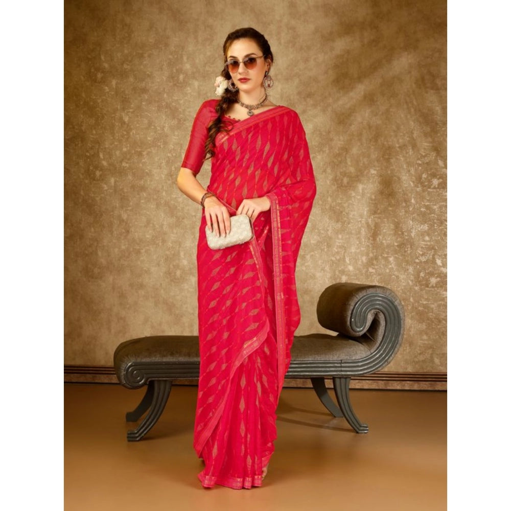 Generic Women's Zomto Laheriya Saree With Unstitched Blouse (Rani, 5-6 Mtrs)