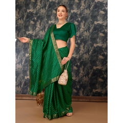 Generic Women's Vichitra Bandhani Saree With Unstitched Blouse (Green, 5-6 Mtrs)