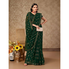 Generic Women's Zomto Laheriya Saree With Unstitched Blouse (Green, 5-6 Mtrs)