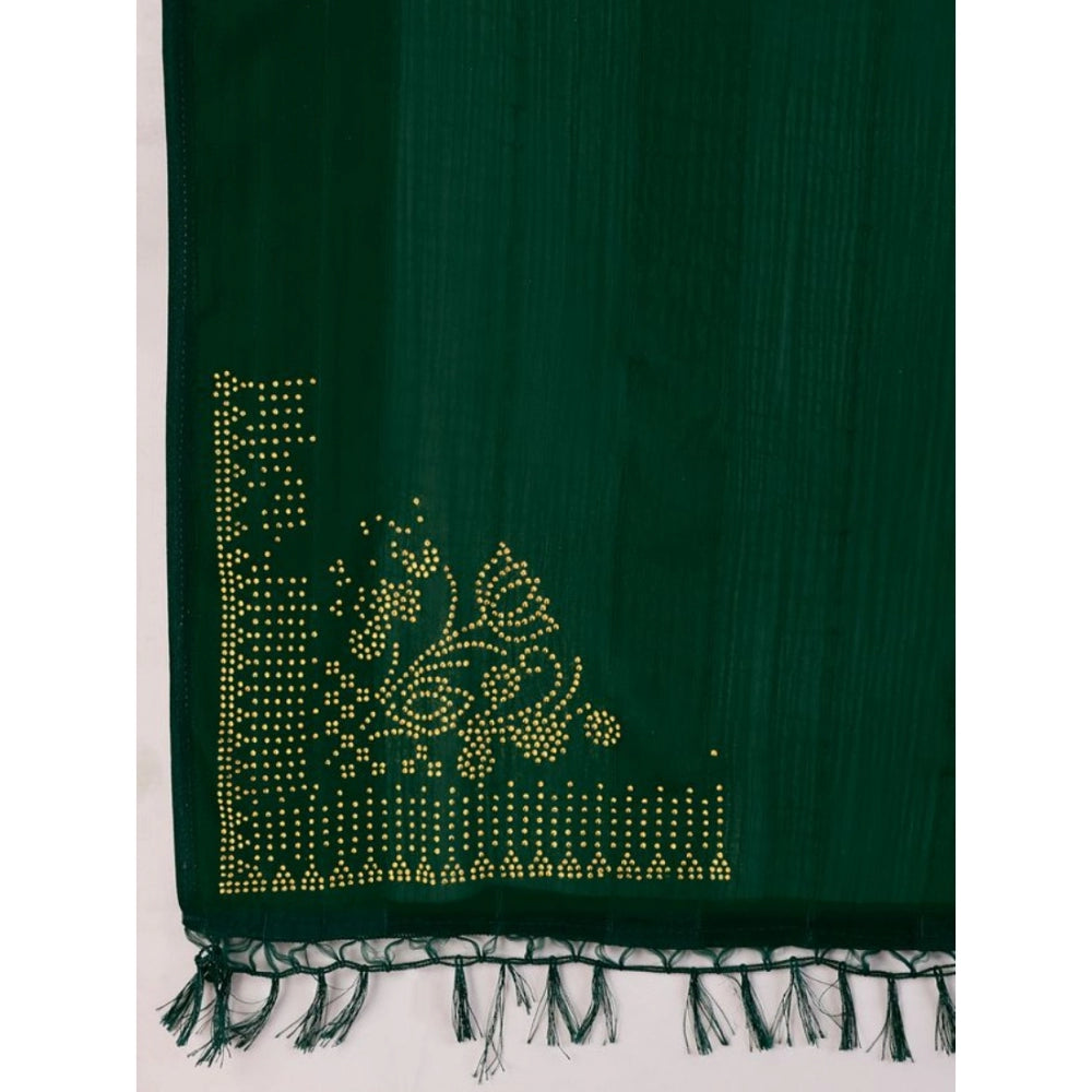 Generic Women's Chiffon Fabric Line Saree With Unstitched Blouse (Green, 5-6 Mtrs)