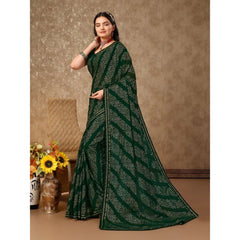 Generic Women's Zomto Bandhani Saree With Unstitched Blouse (Green, 5-6 Mtrs)