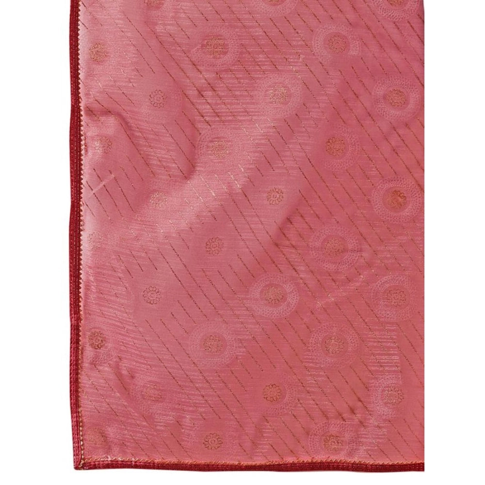 Generic Women's Linen Gola Printed Saree With Unstitched Blouse (Light Pink, 5-6 Mtrs)