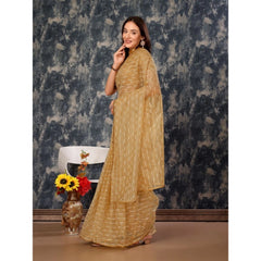 Generic Women's Linen Line Saree With Unstitched Blouse (Beige, 5-6 Mtrs)