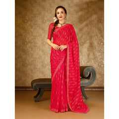 Generic Women's Zomto Laheriya Saree With Unstitched Blouse (Rani, 5-6 Mtrs)