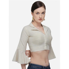 Generische Damen-Konfektionsbluse aus Baumwolle mit Streifen (Beige, Größe: Einheitsgröße)