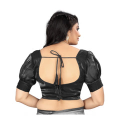 Generische Damen-Organza-Bluse, einfarbig, Fertigbluse (Schwarz, Größe: Einheitsgröße)