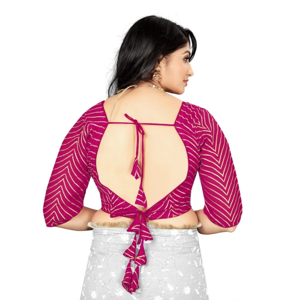 Generische Damen-Fertigbluse aus Georgette mit Stickerei (Rosa, Größe: Einheitsgröße)