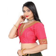 Generic Women's Banglory Embroidery Readymade Blouse (Pink, Size: Free Size)