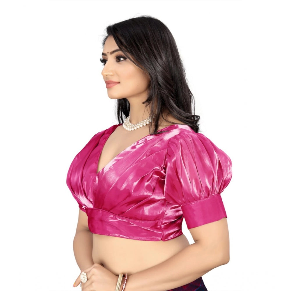 Generische Damen-Organza-Bluse, einfarbig, Fertigbluse (Rosa, Größe: Einheitsgröße)