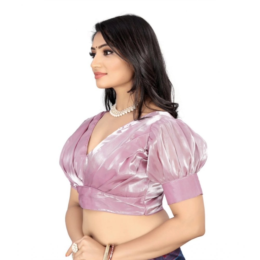 Generische Damen-Organza-Bluse, einfarbig, Fertigbluse (Babyrosa, Größe: Einheitsgröße)