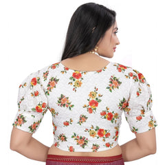 Generische Damen-Konfektionsbluse aus Baumwollmischung mit Blumenmuster (Orange, Größe: Einheitsgröße)