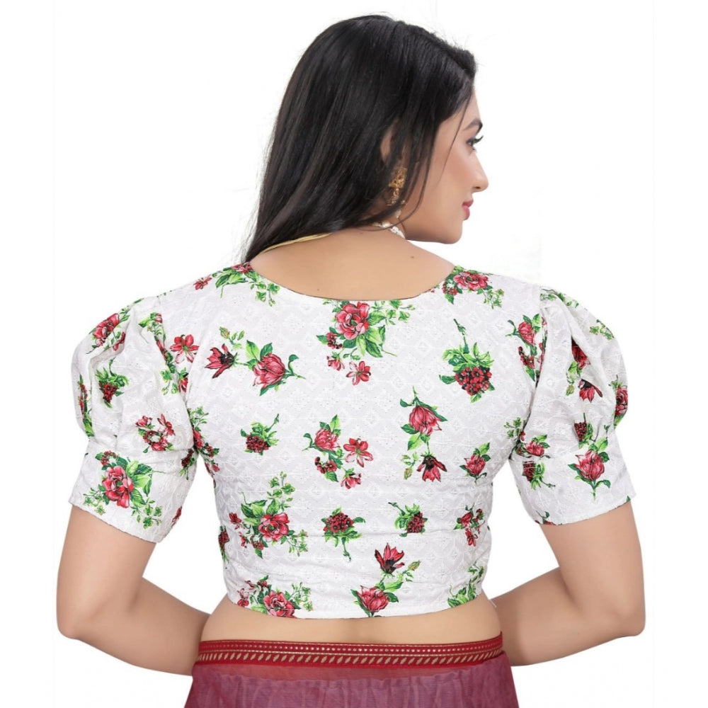 Generische Damen-Konfektionsbluse aus Baumwollmischung mit Blumenmuster (Grün, Größe: Einheitsgröße)