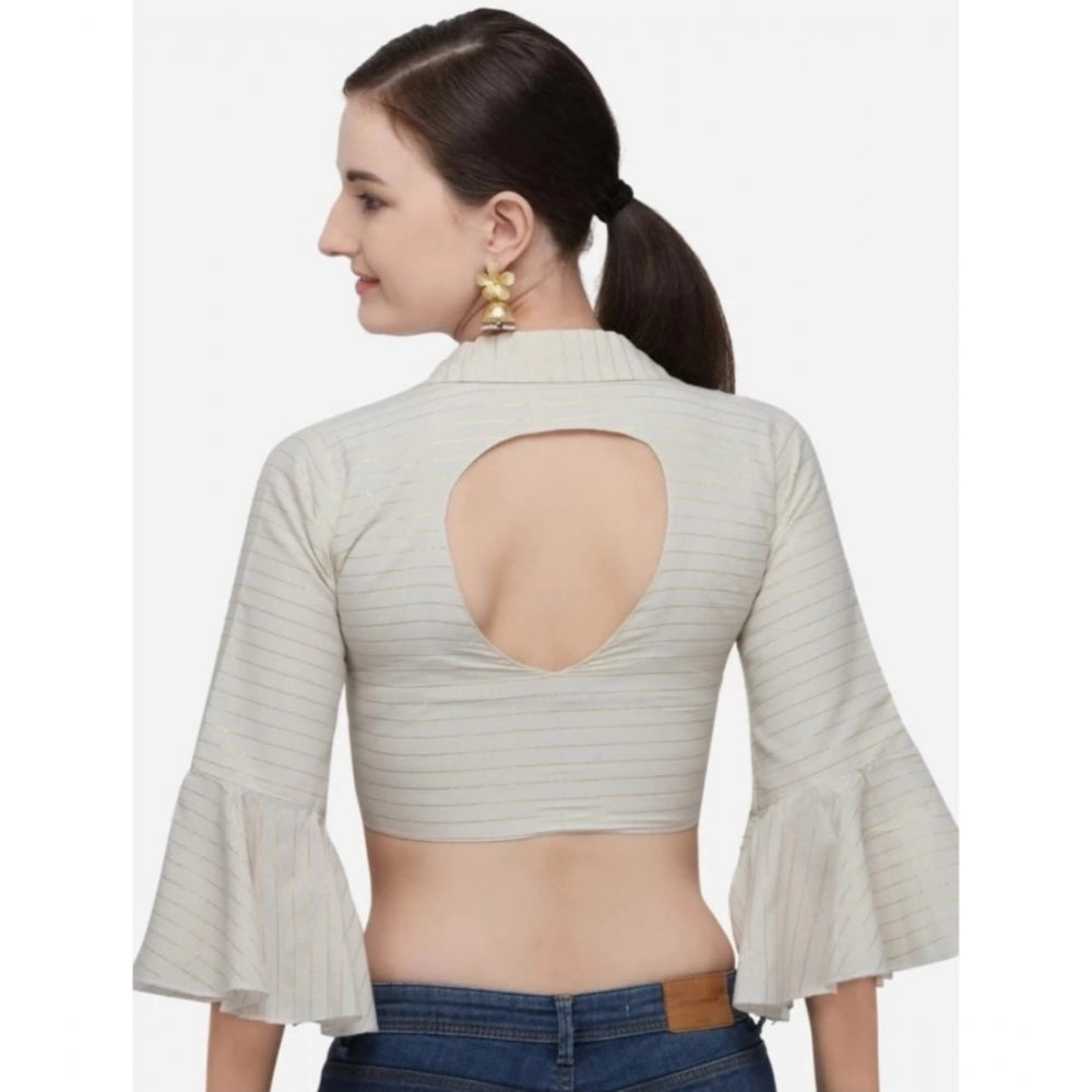 Generische Damen-Konfektionsbluse aus Baumwolle mit Streifen (Beige, Größe: Einheitsgröße)