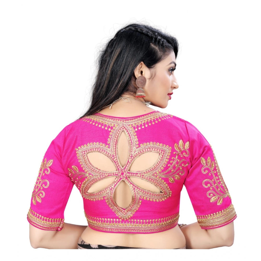 Generic Women's Phantom Embroidery Readymade Blouse (Pink, Size: Free Size)