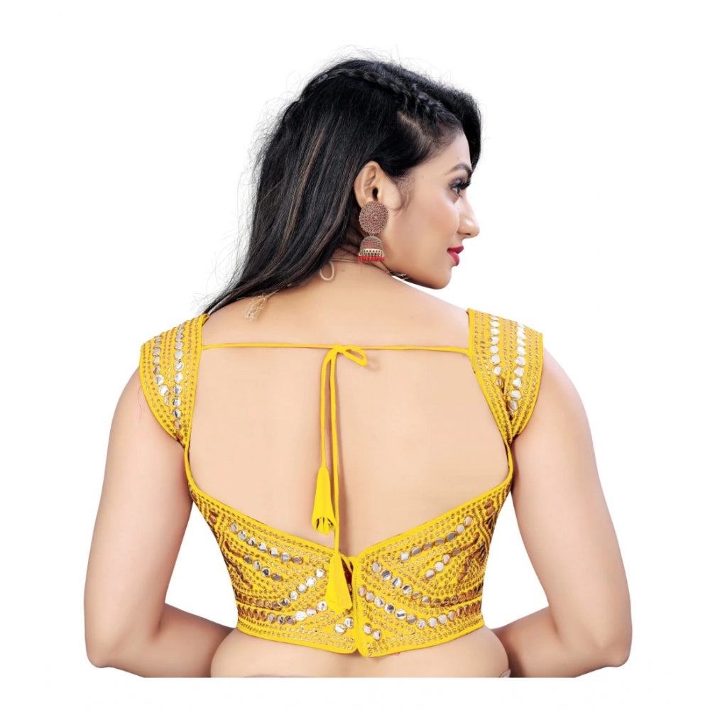 Generic Women's Phantom Embroidery Readymade Blouse (Yellow, Size: Free Size)