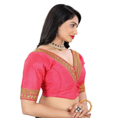 Generic Women's Banglory Embroidery Readymade Blouse (Pink, Size: Free Size)