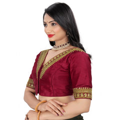 Generic Women's Banglory Embroidery Readymade Blouse (Maroon, Size: Free Size)