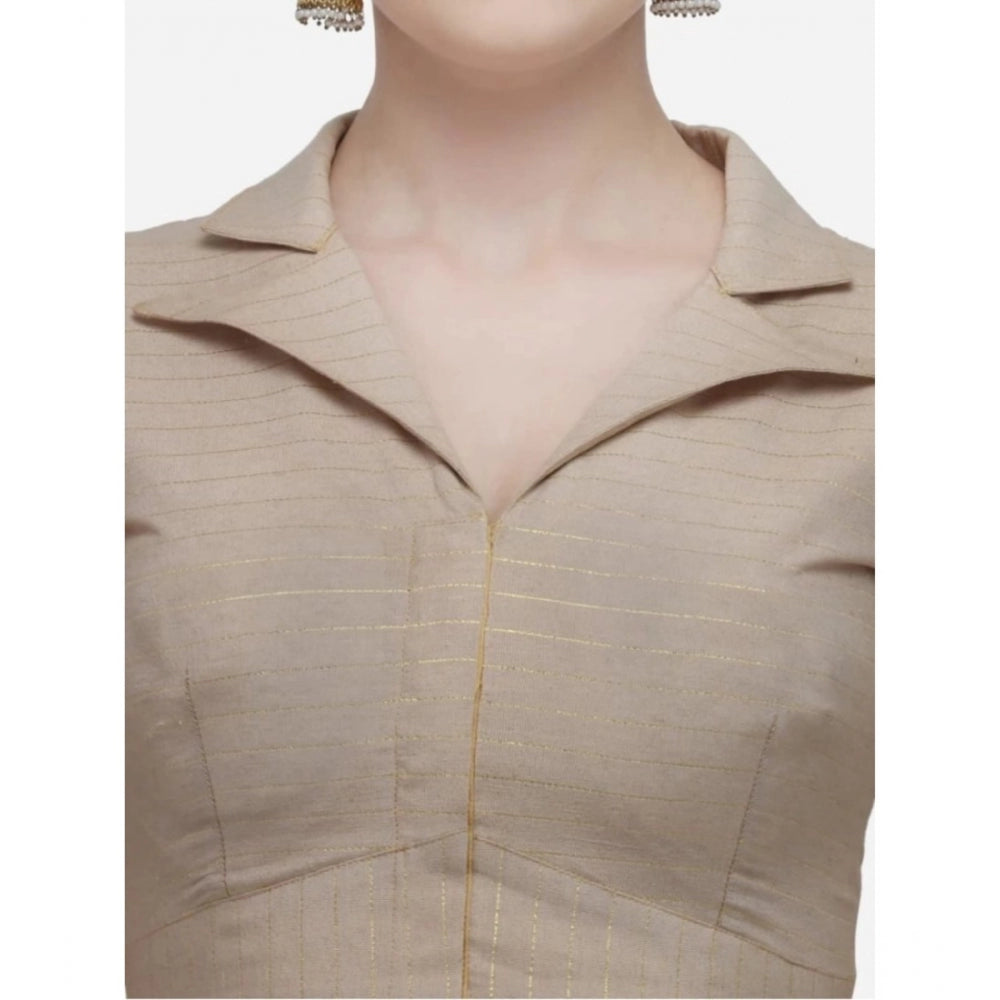 Generische Damen-Konfektionsbluse aus Baumwolle mit Streifen (Beige, Größe: Einheitsgröße)