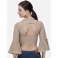 Generische Damen-Konfektionsbluse aus Baumwolle mit Streifen (Beige, Größe: Einheitsgröße)