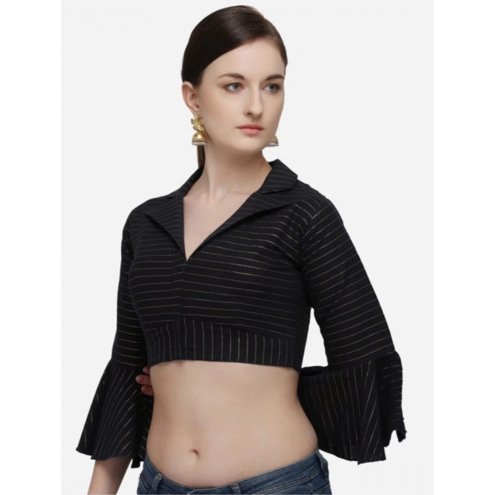 Generische Damen-Konfektionsbluse aus Baumwolle mit Streifen (Schwarz, Größe: Einheitsgröße)