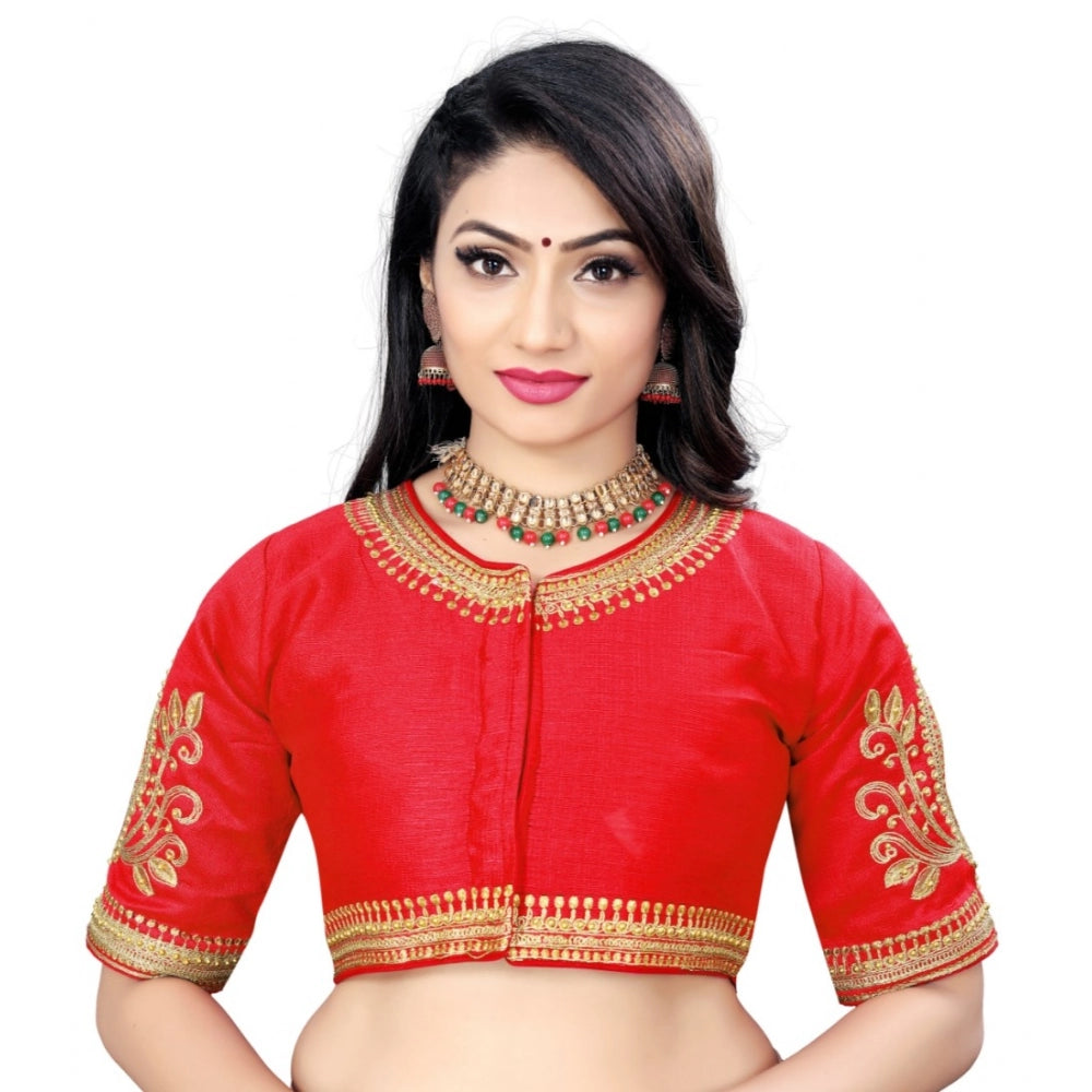 Generic Women's Phantom Embroidery Readymade Blouse (Red, Size: Free Size)